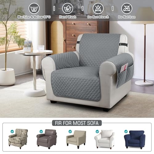 Image of TAOCOCO Sofa Protectors 1 Seater,Slipcover for Sofa,Sofa Cover for Pets,Sofa Slipcovers for Kids with Elastic Strap,Washable Sofa Cover Protect for Pets(Dark Grey)