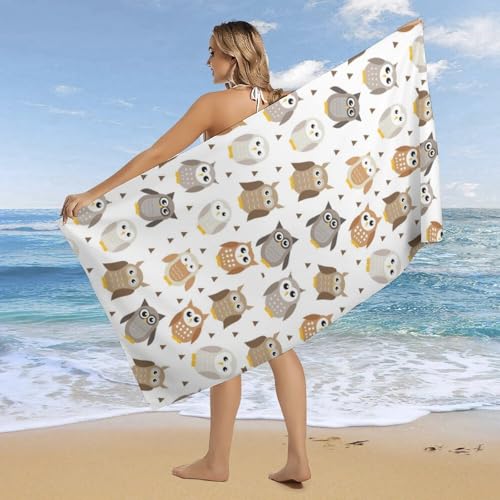 Serviette de plage hibou et feuilles de palmier 80x160 cm - 5