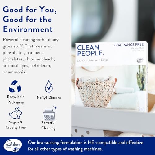 Clean People Laundry Detergent Sheets - Recyclable Packaging, Hypoallergenic, Stain Fighting - Ultra Concentrated, Laundry Soap - Fresh Scent, 32 Pack - Image 5