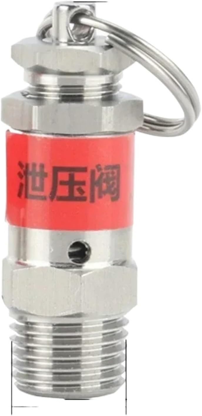 1pcs 1/8" 1/4" BSPT Male Thread 0.5 1 2 3 4 5 6-10 Bar 304 Stainless Steel Spring Type Pressure Relief Air Release Vent Safety Valve(7 Bar (0.7 Mpa),1/4")