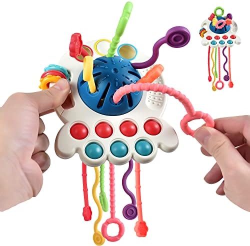 Tuko Baby Toys 18-36 Months Baby Sensory Toys Silicone Pull String Toys Montessori Toys for 2 Year Old Babies