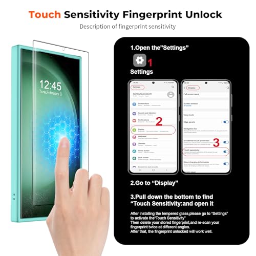 Image of SUPFINE Magnetic for Samsung Galaxy S23 Ultra Case with Screen Protector, (Built-in Magnets) (Military Grade Drop Protection) Slim Translucent Shockproof Phone Case,Blue Green