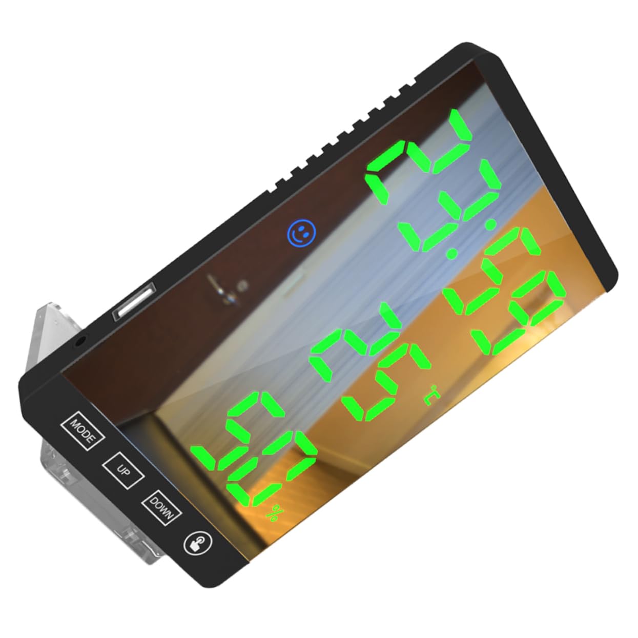 Orologio Sveglia Digitale Con Display Temperatura Umidità Orologio Da Tavolo Led Con Ricarica Usb Con Carattere Verde Design Semplice Per Arredamento Casa