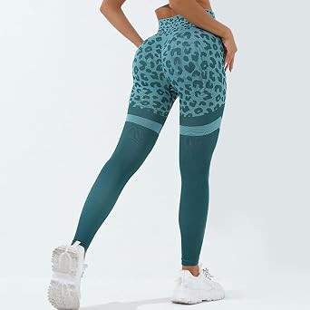 Butt Lifting Leggings for Women- Leopard Print Gym Pants, Seamless High Waisted Athletic Yoga Leggings
