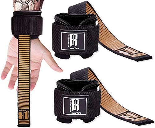 RIMSports Weight Lifting Straps with Wrist Support Straps for Weightlifting Superior Deadlift Straps and Workout Wrist Wraps for Deadlifting in Gym Ideal Lift Straps for Powerlifting (Gold)