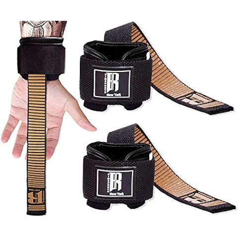 RIMSports Weight Lifting Straps with Wrist Support Straps for Weightlifting Superior Deadlift Straps and Workout Wrist Wraps for Deadlifting in Gym Ideal Lift Straps for Powerlifting (Gold) Cover