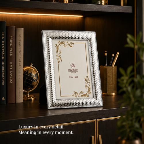 Image of Diviniti Decorative Metal Photo Frame for Tabletop & Wall Display | Elegant Silver Finish Picture Frame for Home Decor | Portrait & Landscape Photo Frame for Living Room, Bedroom, Office & Gifting
