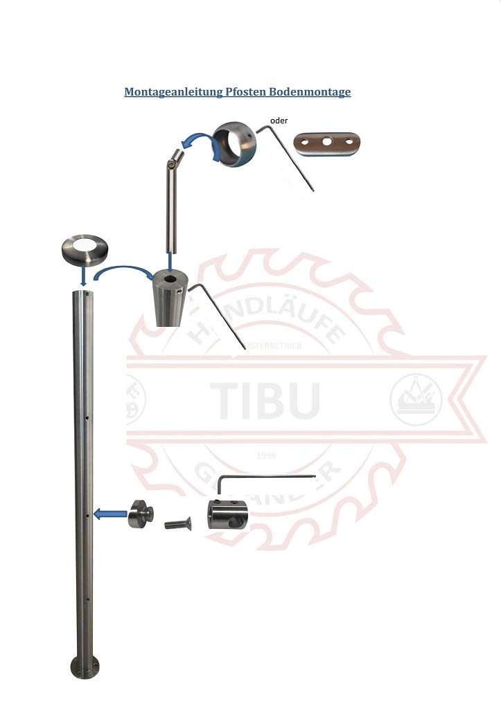 TIBU Edelstahl Geländer V2A für Balkon Terrasse Treppe mit waagerechten Streben, Aufmontage 0,6m-6m