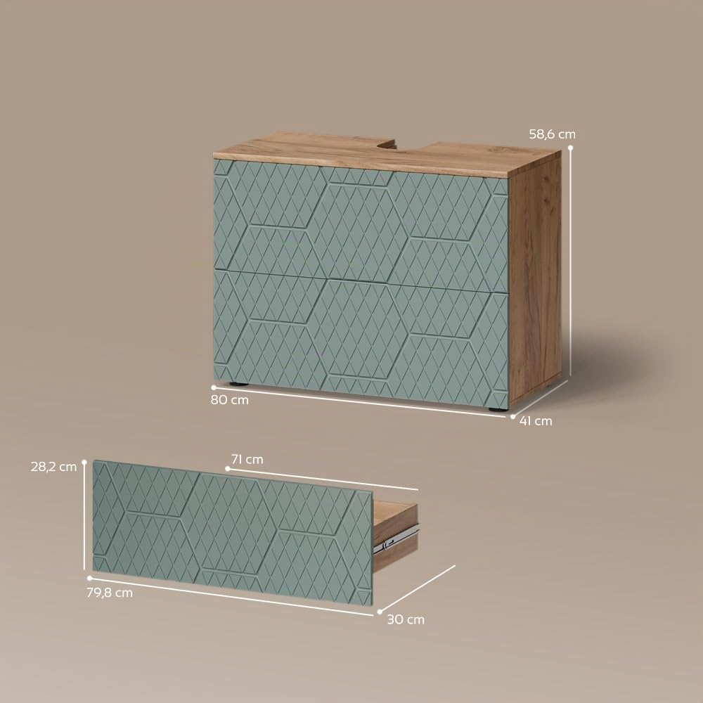 Livinity Waschbeckenunterschrank Ronco, Grün, 80 x 58.6 cm