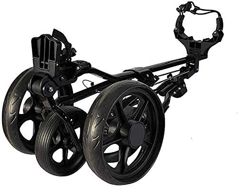 Golf Cart, 3 Wheel Golf Trolley Swivel Quick Folding Golf Pull Push Cart, Golf Cart with Multi-Function Panel, Easy to Open
