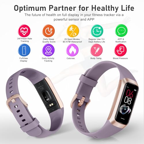 Fitness Tracker with Step Counter/Calories/Stopwatch, Activity Tracker, Health Tracker with Heart Rate Monitor, Sleep Tracker,1.10\'\'AMOLED Touch Color Screen, Pedometer Watch for Women Men