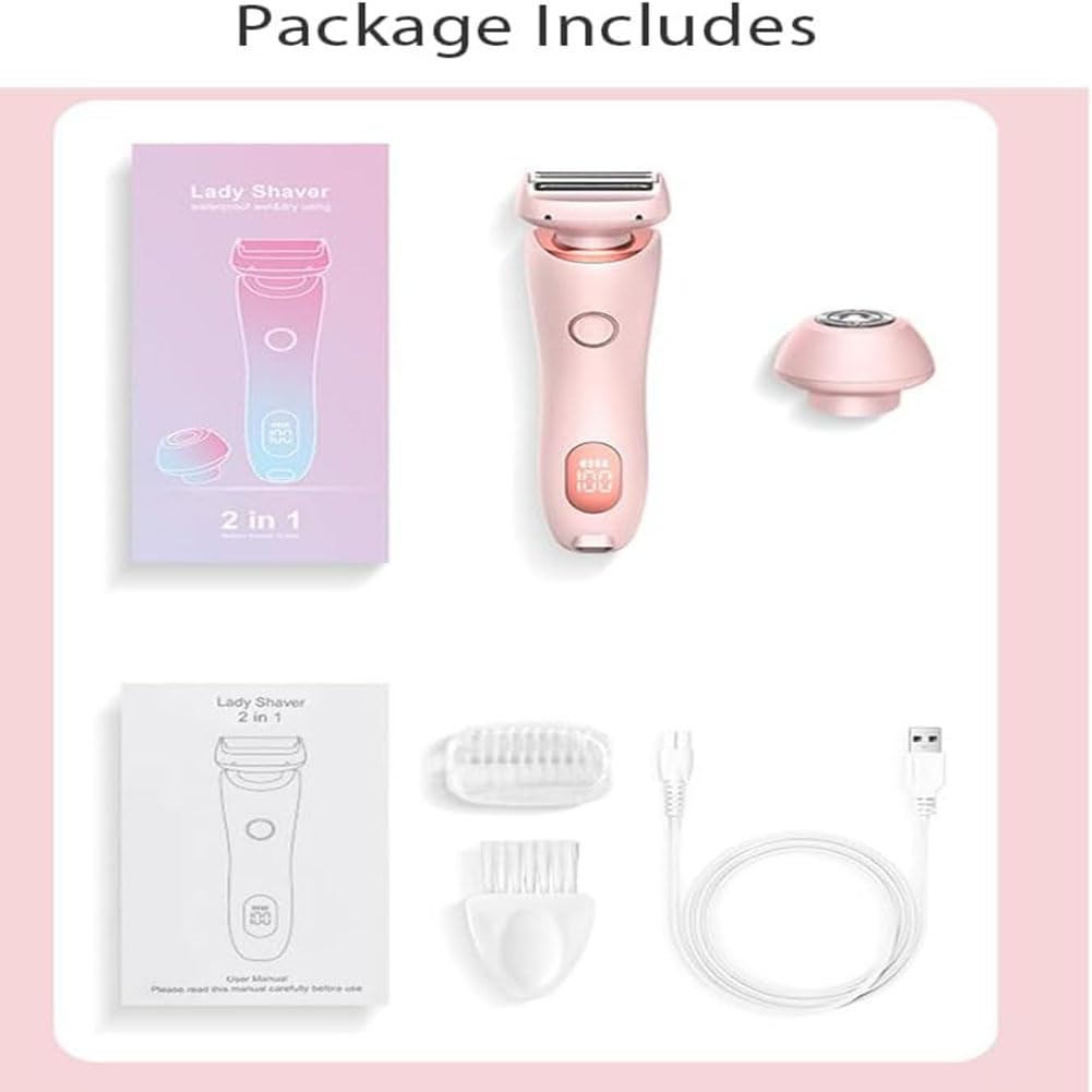 Glisse Pro Haarentferner Boulina, Boulina Rasierer Damen, 2025 Rasierer Damen intimbereich, IPX7 Waterproof, Cordless USB Wet/Dry Epilator with LED Display, for Face, Bikini, Legs, Arms, Body (2-C)