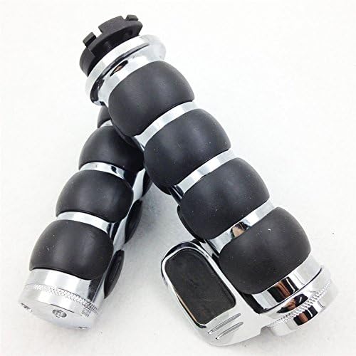 HONGK- Chrome Rubber Hand Grips 1" Pair Compatible with Harley Davidson Softail Fat Boy FLSTF [B01BN0NV9W]