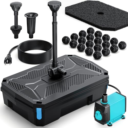 Image of POPOSOAP Pond Filter Pump Fountain Kits with UV Clarifier, 660GPH /40W Pond Pump and Filter Kit for Outdoor Ponds Clearing Koi Pond Garden Fish Tank Aquarium Water Features