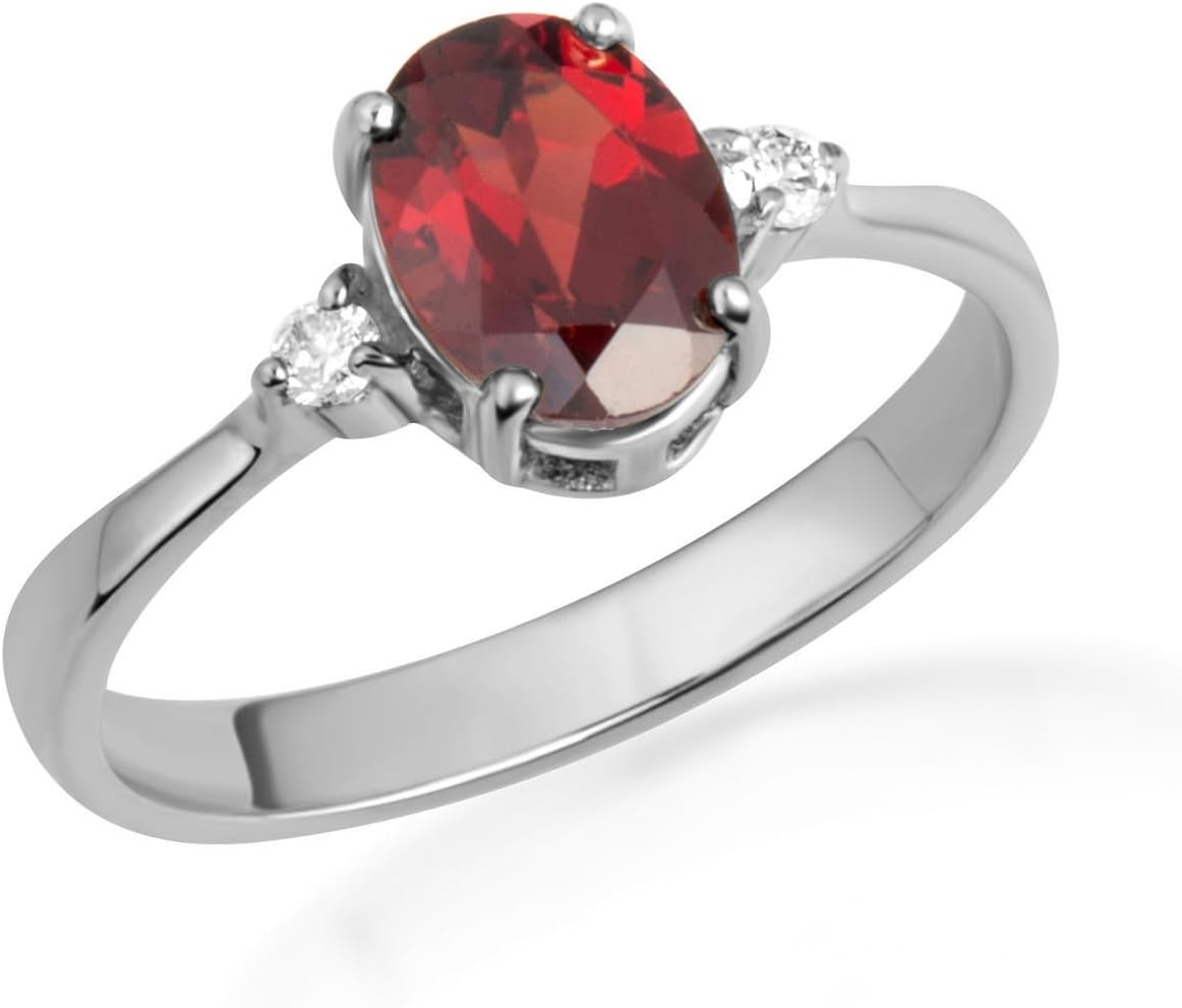 14K Gold Genuine Oval Gemstone Diamond Ring Available In Yellow/Rose/White with Multiple RingSize