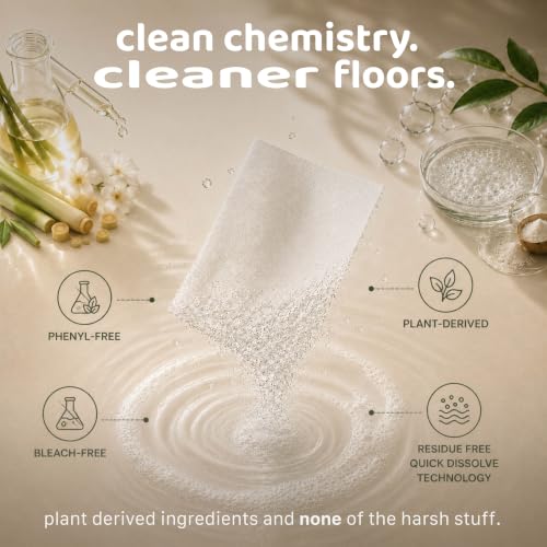 Image of 120 Floor Cleaning Sheets,Equivalent to 4L Liquid,Lemongrass,Tough on Grease,Baby & Pet Safe Floor Cleaner Liquid Alternative,Plant Derived Natural Cleaner,Phenyl Free Floor Cleaning