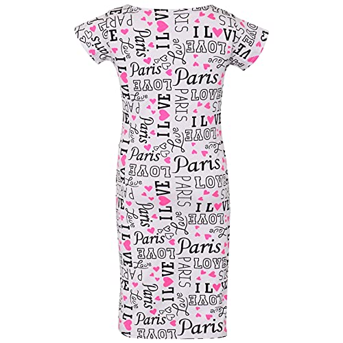 Kids Girls Midi Dress I Love Paris Print Fashion Summer Party Outfit Dresses2