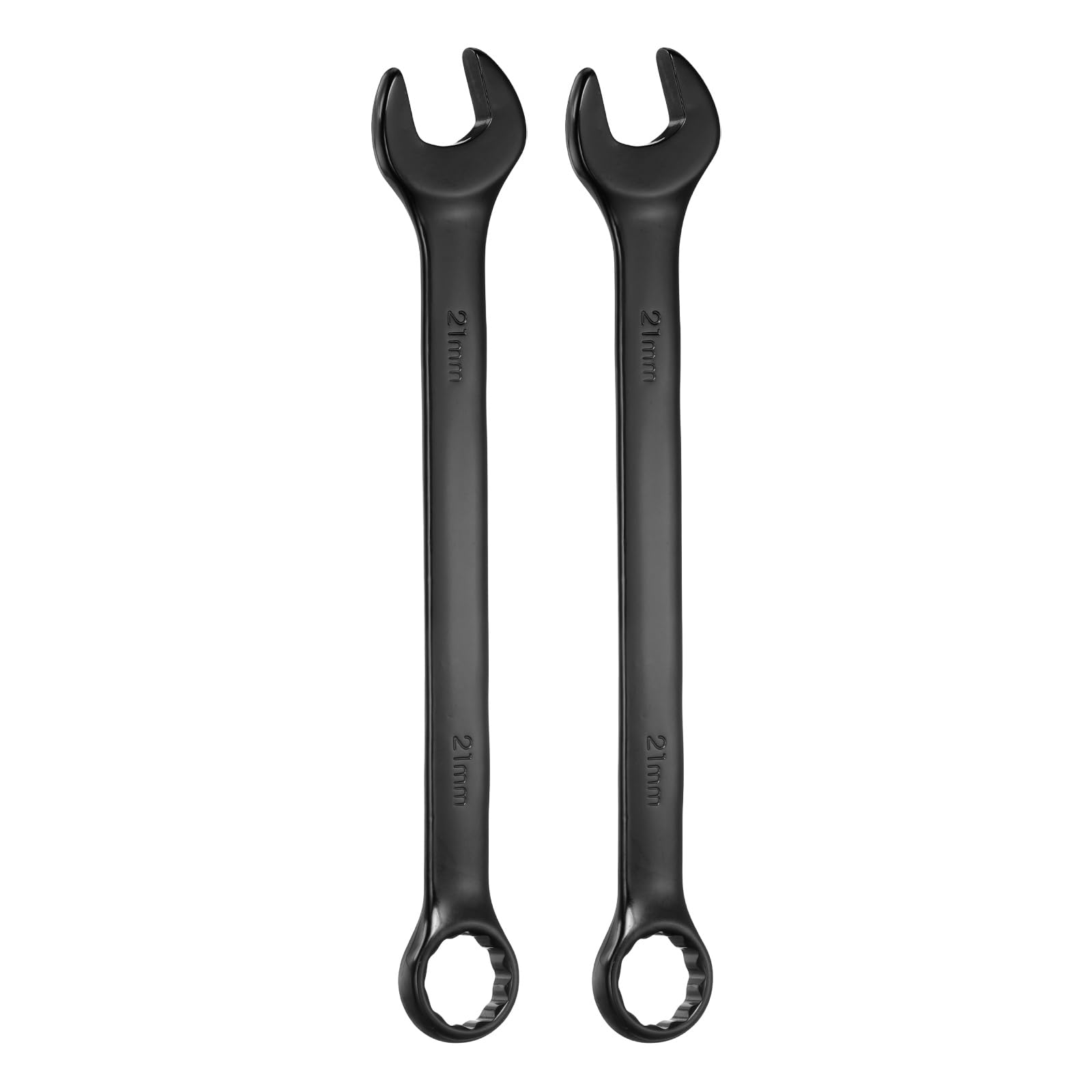 Set di 2 Chiavi combinate metriche da 21 mm, a 12 Punte, a forchetta e a Scatola, a Doppia estremità, per riparazioni domestiche, automobilistiche e Fai da Te, Nere.