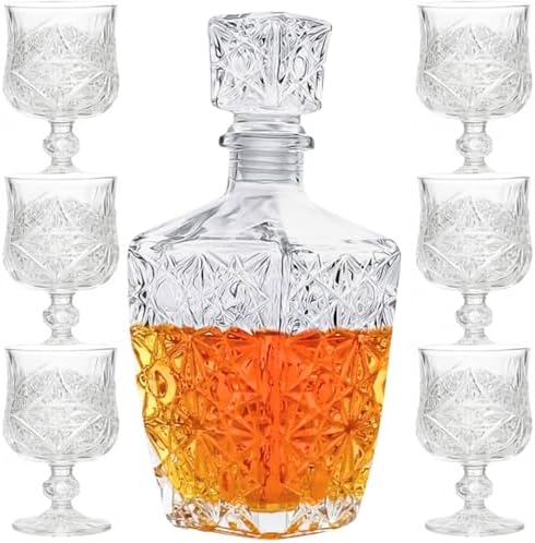 Garrafa Licoreira Quadrada + 6 Mini Taças de Dose Vidro Licoreira...