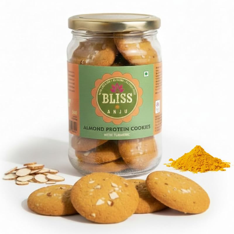Image of Bliss by Anju Chana Sattu Almond Protein Cookies 350g | Contains 38g Protein Per Pack | High-Protein & Gluten-Free | No Maida, No Butter | Made with Nuts & Clean Ingredients