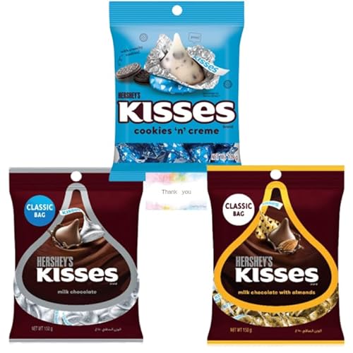 【3種セット】ハーシー キスチョコ ペグパック 3種セット 各1個(キスチョコ150g・アーモンド150g・クッキー＆クリーム109g） オリジナルメッセージカード付きのサムネイル