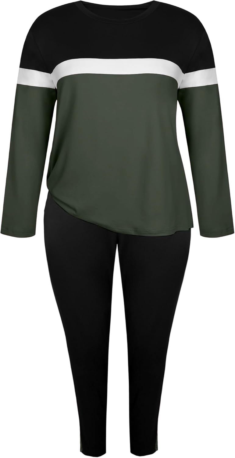LovelyWholesale Womens Plus Size 2 Piece Sets Long Sleeve Top and Lounge Pants Tracksuit - Image 3
