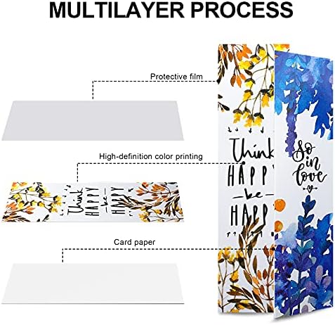 MWOOT 30Pcs Floral Style Paper Bookmarks,Inspirational Quote Flowers Page Clips Bookmark Set,Colorful Motivational Word Book Markers Gifts for Kids Women Girls(15x4cm,30 Styles)