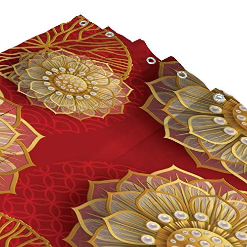 Rideau de douche imperméable motif floral oriental lavable avec crochets 168x183 cm - 4