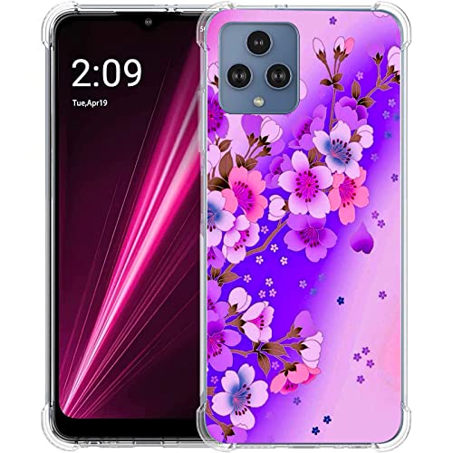 Coque Revvl 6 5G Beaucov violette en TPU anti-choc motif cerisier