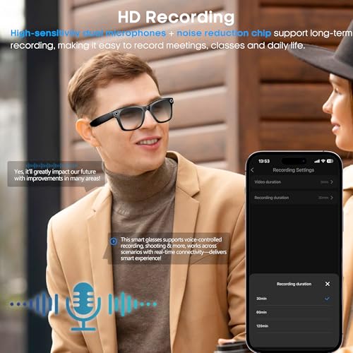 Yowow BIT AI Smart Camera Glasses with 4K Ultra-Wide Anti-Shake Camera, HD 1080P Videos, Vlog Recording, AI Translation, AI Voice Assistant