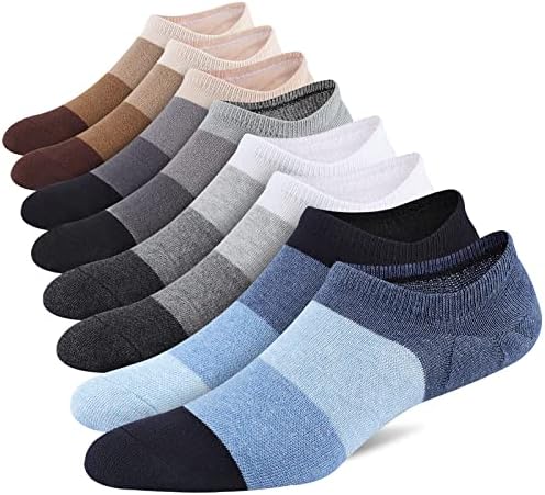 Mens No Show Cotton Socks 8 Pack Low Cut Casual Sock with Non-Slip Grips