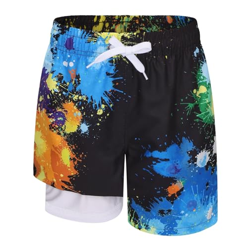 Boys Swim Trunks with Compression Liner for Kids Boys Quick Dry Board Shorts Beach Shorts Swimwear 3-16 Years