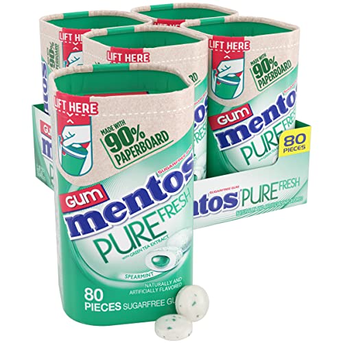 Image of Mentos Sugar Free Gum with Xylitol, Spearmint, 80 Count (Pack of 24)