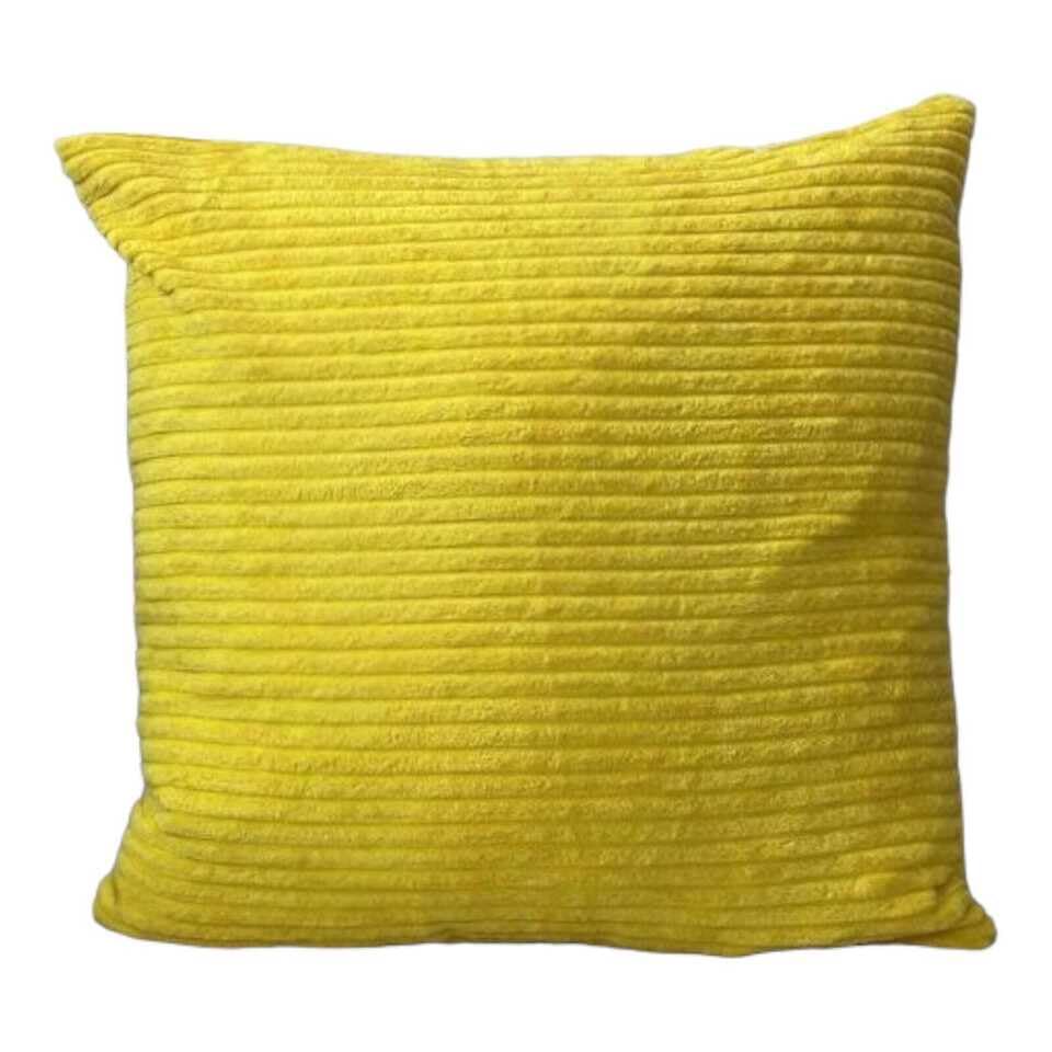 Seechoo Corduroy Cushion Covers, Set of 2, 45 x 45 cm, Striped, with Invisible Zipper, 18 x 18 Inch (Yellow) - Image 4