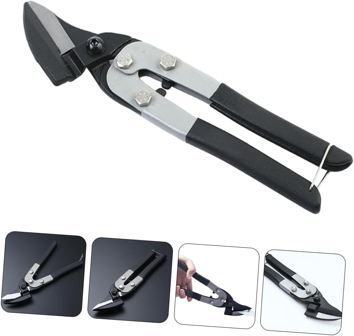 Lurrose 1pc Heavy-duty Tin Snips Iron Sheet Cutting Scissors for Garden Horticulture and More Non-slip Iron Shears with Protective Ring for Safe Storage