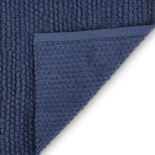 Image of haus & kinder Door Mat Cotton Chenille 1700 GSM | Ultra Soft Absorbent Anti Skid Bath Mat for Bathroom, Entrance & Kitchen | Thick Floor Mat | Dark Blue | 45 x 70 cm