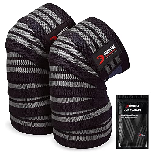 DMoose Fitness Compression Knee Sleeves Wrap, Fitness & Support for Workouts & Running, Knee Brace for Men, Knee Sleeves for Women Knee Pain, Knee Support for Women - Black/Stripes (Pair)