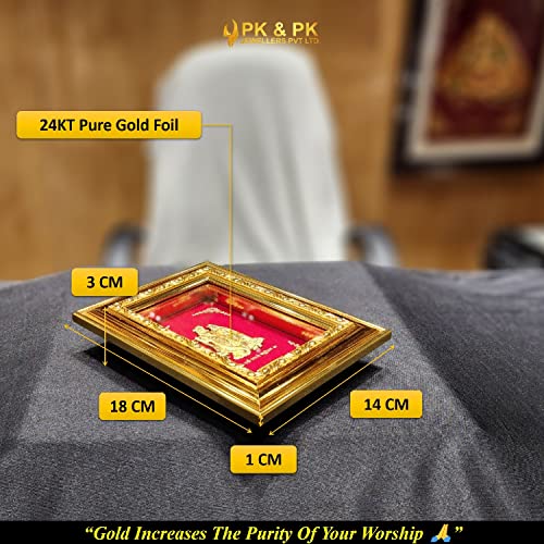 Image of Pk & Pk Jewellers Lord Radha Krishna with Peacock | 24KT Gold Frame | Golden Collection | Extra Small Size [14x18 cm] (For Premium Gift, Temple, Table Decor, Home Decoration)