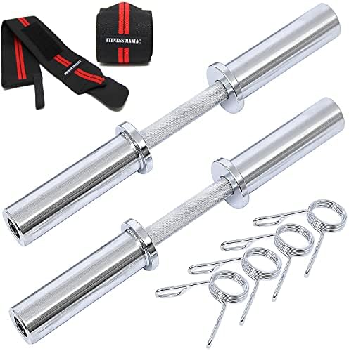 Heavy Duty Barbell 20 Inch Olympic Dumbbell Handle Pair Solid Steel Two Handles