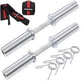 Heavy Duty Barbell 20 Inch Olympic Dumbbell Handle Pair Solid Steel Two Handles