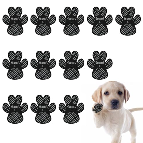 shudyear Paw Protection Anti-Slip Handle Prevents Your Dog from Slipping on Hardwood Floors,Perfect for hot Roads,Disposable self Adhesive Dog Shoes Boots Socks Replacement 12pcs (L)