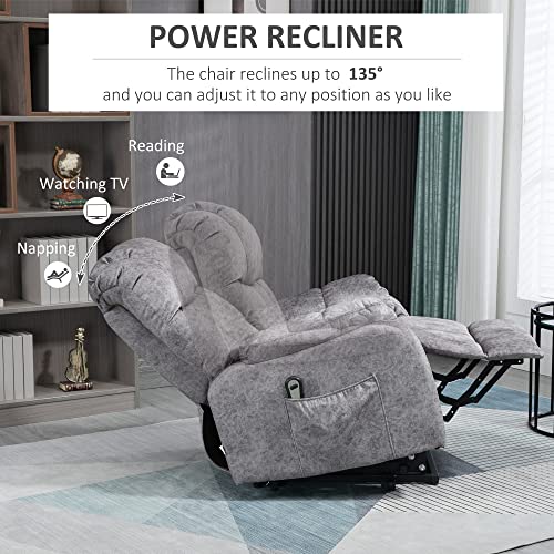 Homcom Power Lift Chair, Electric Recliner For Elderly, Compact Living Room Chair With Side Pocket & Remote Control, Grey #TOP3