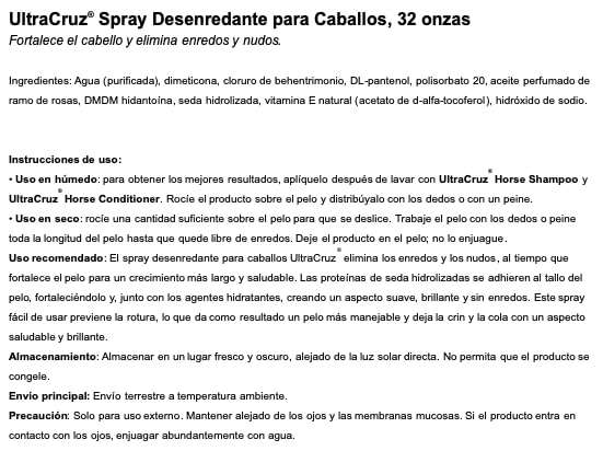 Miniatura 5 de UltraCruz Espray desenredante equino, 32 onzas