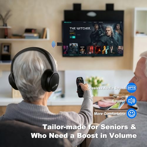Image of Wireless Headphones for TV Watching, Over Ear TV Headphones Wireless with USB Transmitter, Plug & Play, No Audio Delay, 20+ Hours, Louder and Clearer for Seniors
