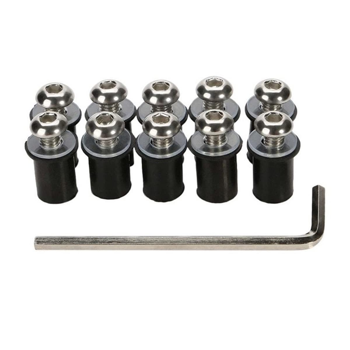 BELOMI 10 Pack 0.71 x 0.4 Inch Motorcycle Windshield Bolt Kit, Silver