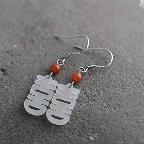 Boucles d'oreilles néphrite anti-allergie style rétro ethnique