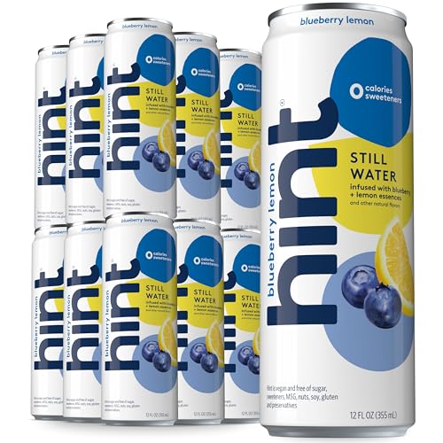 Image of Hint Fruit-Infused Canned Water, Blueberry Lemon - Purified Flavored Water with Zero Calories, Natural Flavors, and Sugar Free - 12 Fl Oz Cans (Pack of 24)
