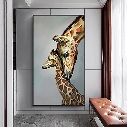 Art animal girafe sur toile de decoration tableau moderne pour salon et maison