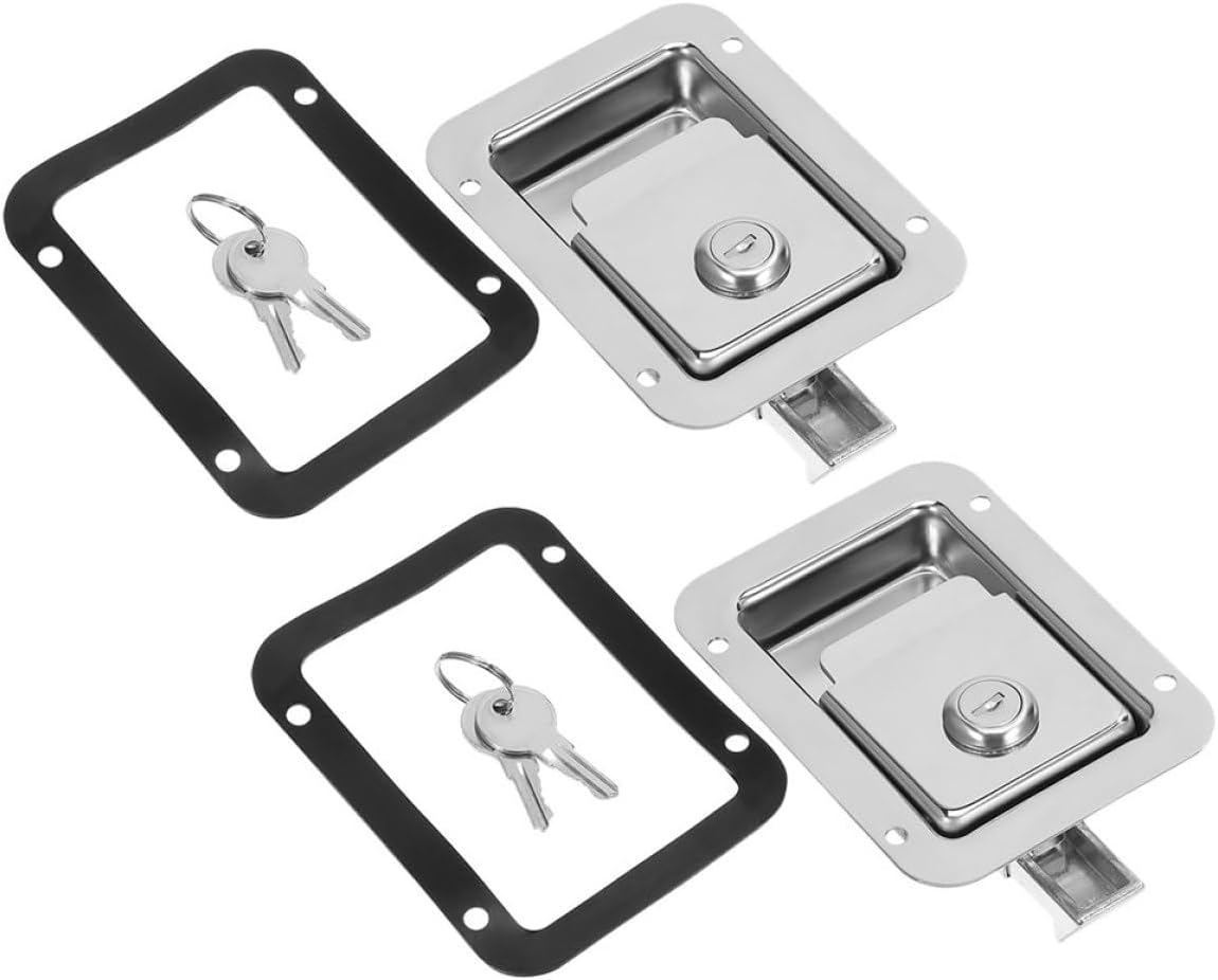 Heavy Duty Stainless Steel Paddle Handle Lock 2pcs Flush Mount Latch for Trailer Box Truck Bed Camper Vehicle Supply Replacement