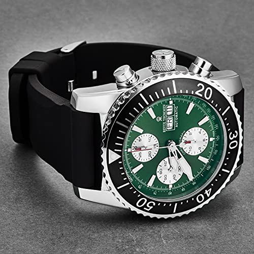 Men's 17030.6521 'Divers' Green Dial Day-Date Chronograph Rubber Strap Automatic Watch2